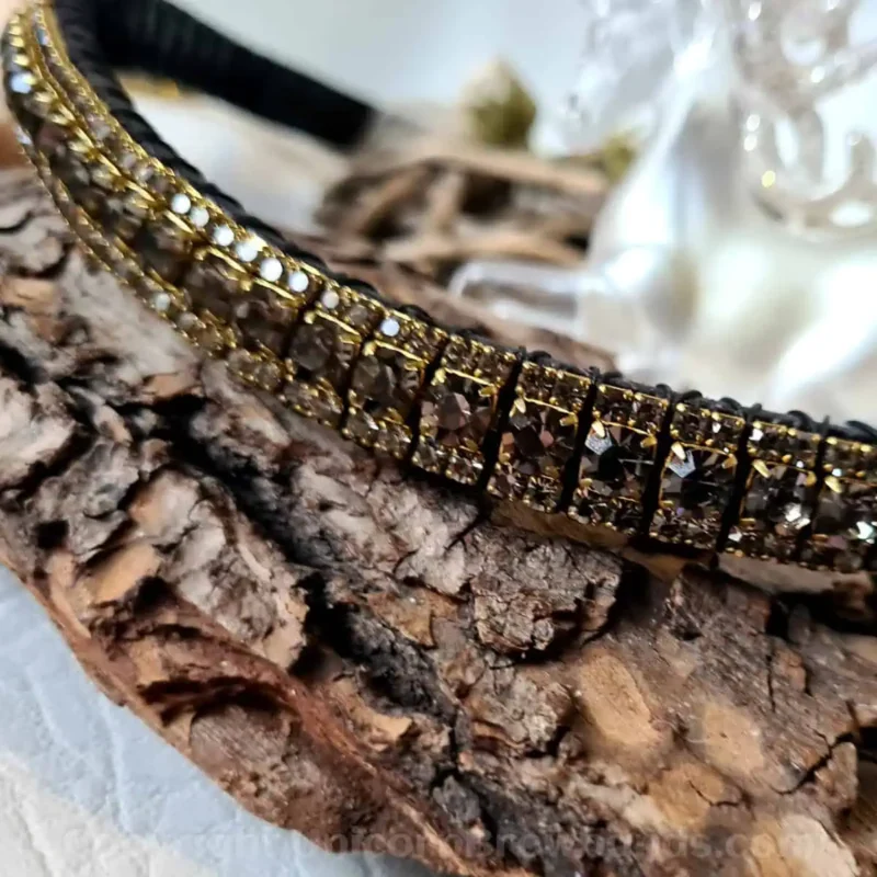 Black Diamond Crystal Bling Browband in Sophisticated slim 3 row style