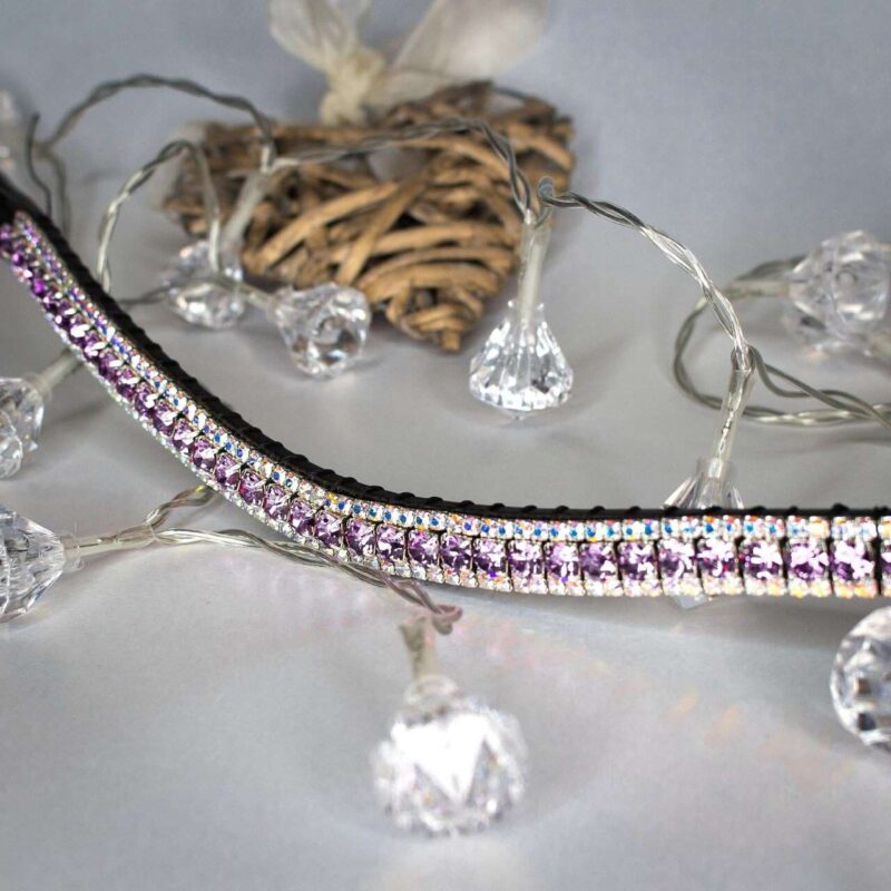 Violet browband teamed with AB iridescent crystals handmade English browband