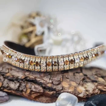 Curved Crystal Browband in Caramel Tones by Unicorn Browbands UK