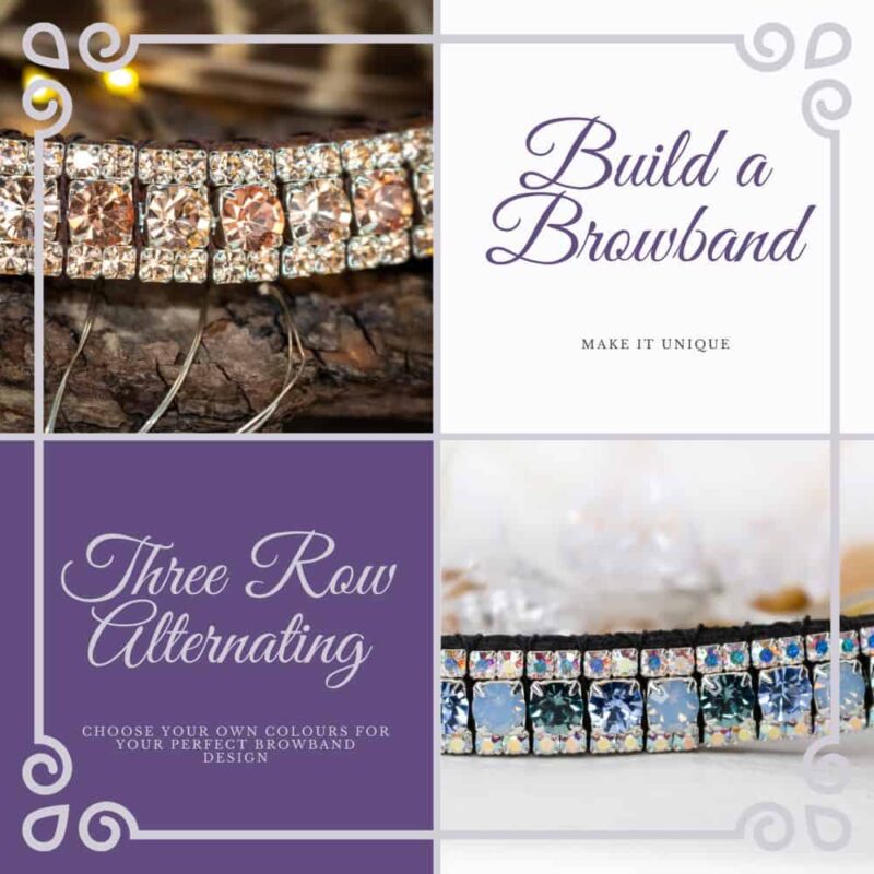 Customised Three Row Alternating Crystal Browband