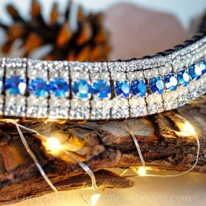 Elegant Iridescent Blue Horse Browband with Diamante and Pearl