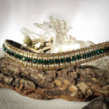 Emerald Iridescent AB Crystal Browband handmade equestrian luxury browbands by Unicorn Browbands UK