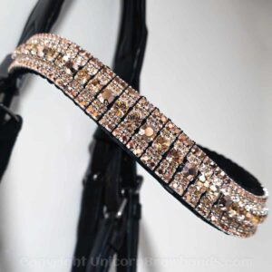 Five Row Alternating Crystal Browband in Rose Gold and Silver - Handmade in the UK