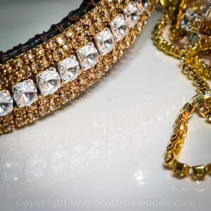 Gorgeous Gold & Silver Preciosa Rivoli Crystal Browband for Horses - A Stunning Addition to Your Equestrian Style