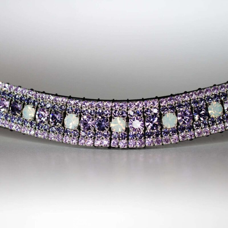 Five Row Crystal Browband in Shades of Purple and Opal