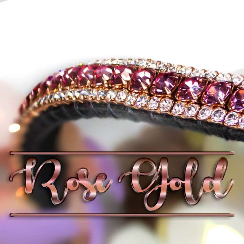 Real Rose Gold Browband, Special Edition with Rose Pink & Clear Crystals