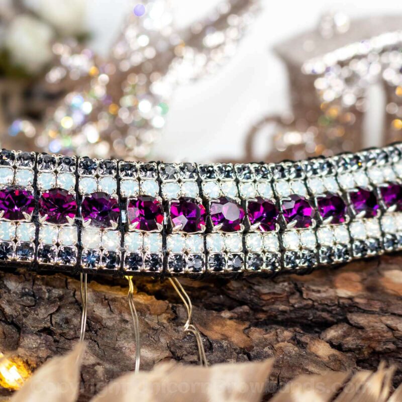 High Sparkle Equestrian Browband in Amethyst, White Opal and Nightfall Preciosa Crystals