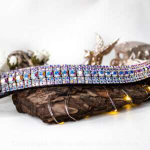 Megabling browband 5 rows of stunning AB Aurora Borealis iridescent Preciosa crystals