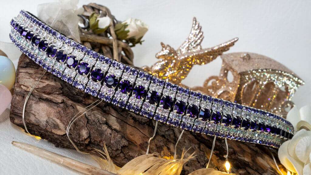 Hand Made Purple 5 row megabling crystal bling browband by Unicorn Browbands