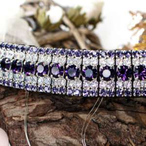 Hand Made Purple 5 row megabling crystal bling browband by Unicorn Browbands