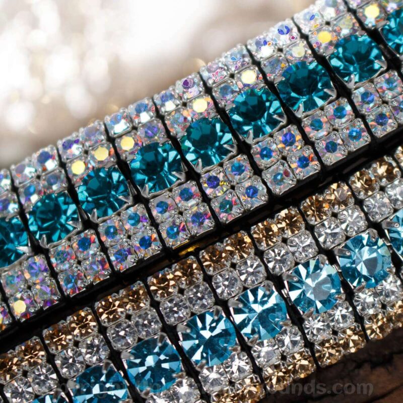 Blue Mega Bling Browbands Handmade by Unicorn Browbands from English Sedgewicks Leathe & Czech Preciosa Crystal