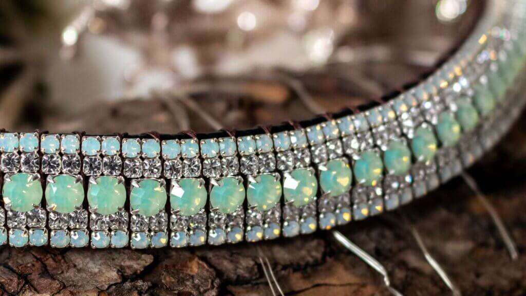 crystals with opal green and white crystal bling browband