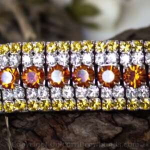 Luxury Preciosa crystal browbands in orange lava, clear and yellow crystals by Unicorn Browbands