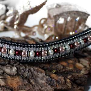 Rose gold & burgundy pearl & crystal bling browband