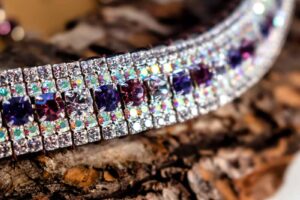 Dress your horse up like a unicorn in this stunning, handmade amethyst unicorn browband