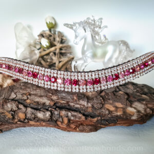 Handcrafted Rose Gold Plated Crystal Horse Browband with Ruby and Rose Preciosa Crystals