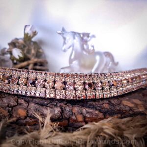 Stunning sparkly Rose Gold & Peach 5 row megabling crystal browband by Unicorn Browbands. All bespoke handmade in the UK and to fit all horses and ponies from 13" extra small pony to 19" XX Extra Full!