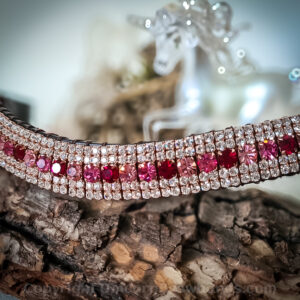 "Luxury Equestrian Rose Gold Browband with Alternating Ruby Red and Light Rose Crystals