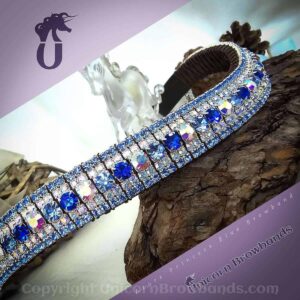 Handmade althernating pattern blue browband for horses by Unicorn Browbands UK