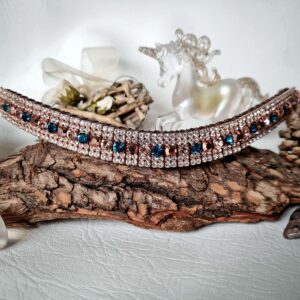 High-End Equestrian Browband with Marine Coloured Crystals