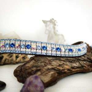 Luxury blue Preciosa crystal browband for equestrian style by Unicorn Browbands UK