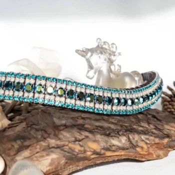 Mermaid Magic Teal Crystal Browband with Jet AB Whit Opal and Blue Zircon Crystals