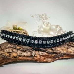 Midnight Unicorn Browband featuring black and graphite crystals in black settings