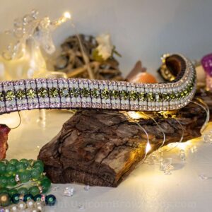 Olivine Khaki Green & Gold Hand Made Crystal Unicorn Browbands (1 of 1)-485