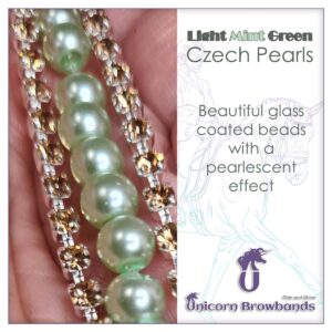 Pearls Colour Choices - Light Mint Green Czech Pearls for crystal browbands from Unicorn Browbands UK