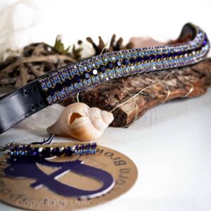 Purple Velvet Handmade Crystal Browband with Antique Brass Settings Hand Made Crystal Unicorn Browbands