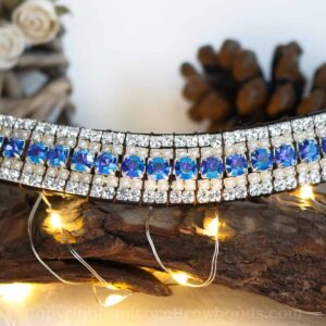 Shimmering Iridescent Blue Sapphire Diamante and Pearl Horse Browband