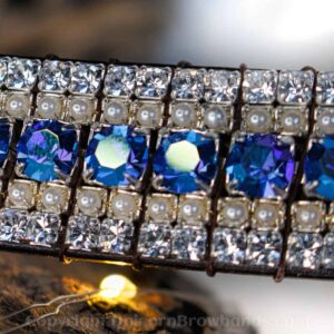 Sparkling Sapphire Blue Horse Bridle Browband with Diamante and Pearl