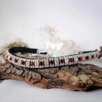 Sparkly Red Browband in curved design | Handmade in the UK by Unicorn Browbands